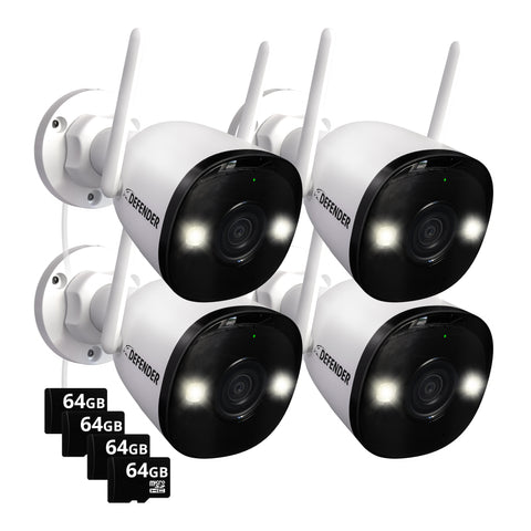 AI POWERED 4K Guard Pro Wi-Fi 6 Plug-in Security Camera with 64GB SD Card, 4 Pack