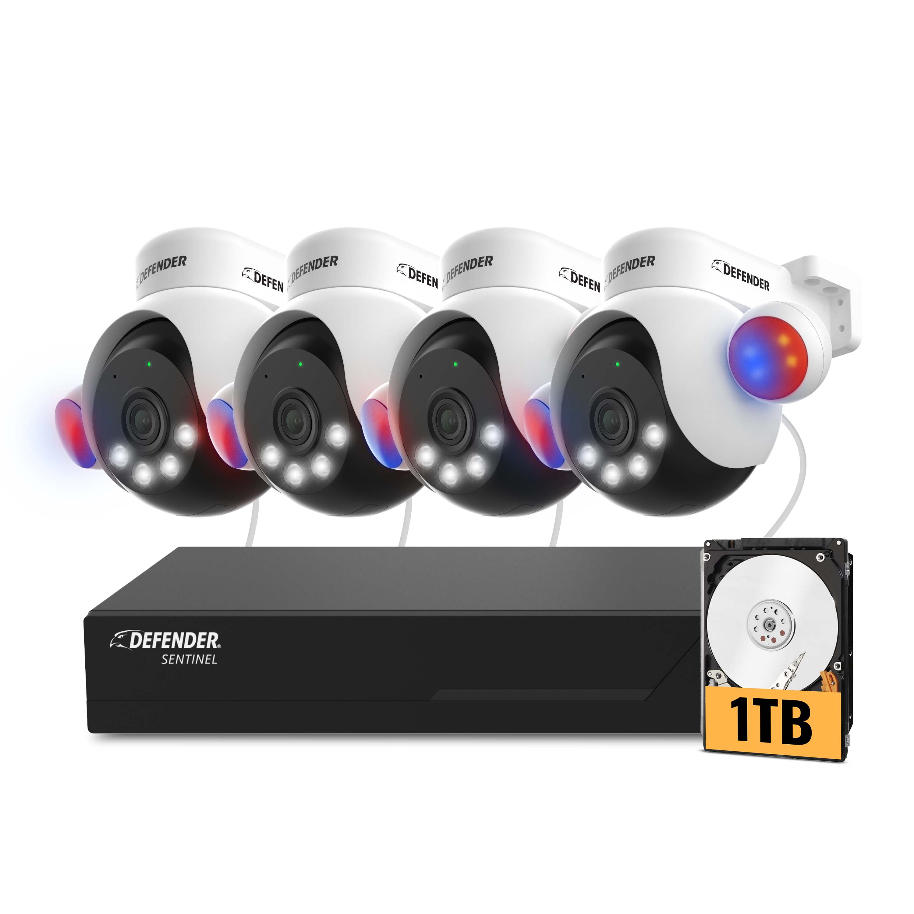 AI Powered Sentinel 4K PTZ Wired Channel PoE NVR Security System, Cameras, 1TB HDD