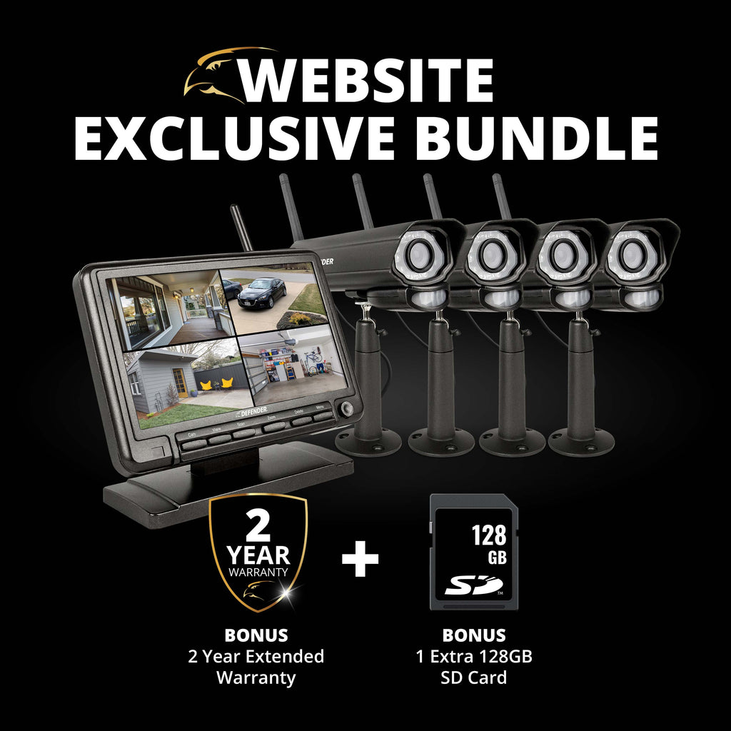 EXCLUSIVE BUNDLE: PhoenixM2 Non-WiFi. Plug-In Power Security System with 2 Metal Cameras