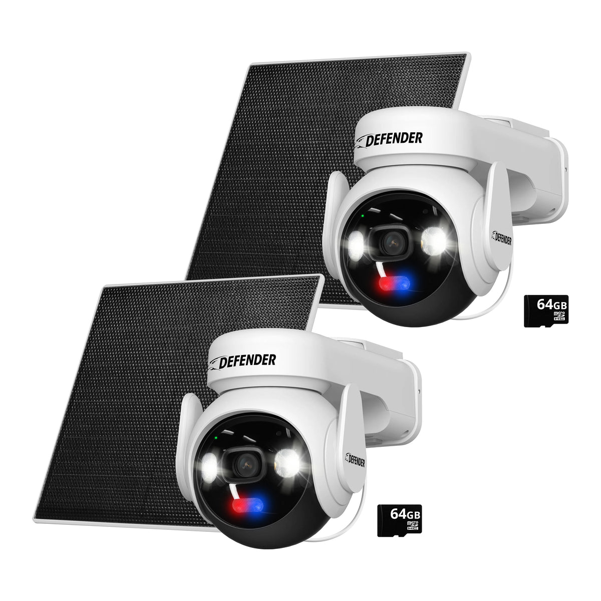 Solar Powered 4K AI Guard Ultra-Charge PTZ Wireless Security Camera 64GB with AOV, 2 Pack