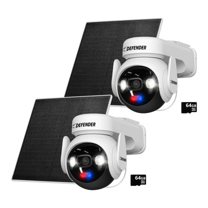 Solar Powered 4K AI Guard Ultra-Charge PTZ Wireless Security Camera 64GB with AOV, 2 Pack