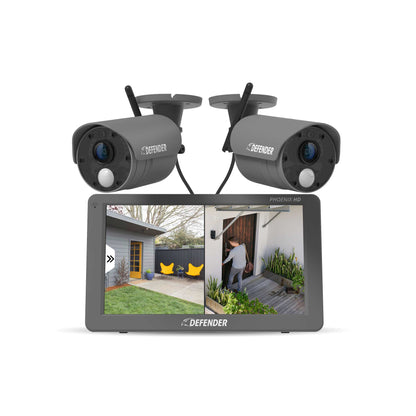 PHOENIXHD Non-WiFi Plug-in Power Security System with 10.1” HD Monitor & 2 Cameras