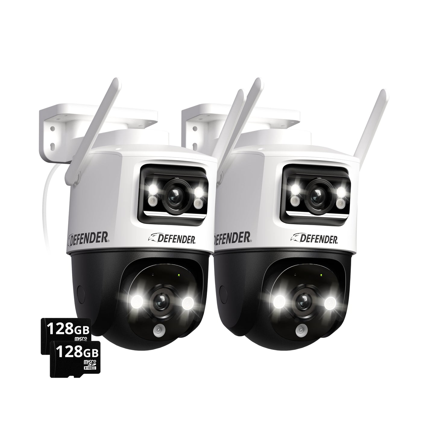 EXCLUSIVE BUNDLE: AI POWERED Guard Pro 3K PLUS Dual Lens PTZ, 128GB SD Card, 2 Year Warranty, 2 Pack