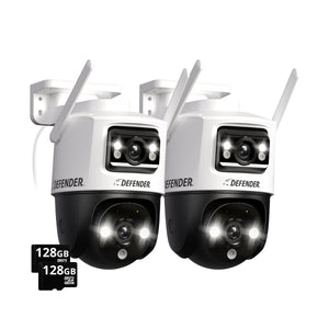 EXCLUSIVE BUNDLE: AI POWERED Guard Pro 3K PLUS Dual Lens PTZ, 128GB SD Card, 2 Year Warranty, 2 Pack