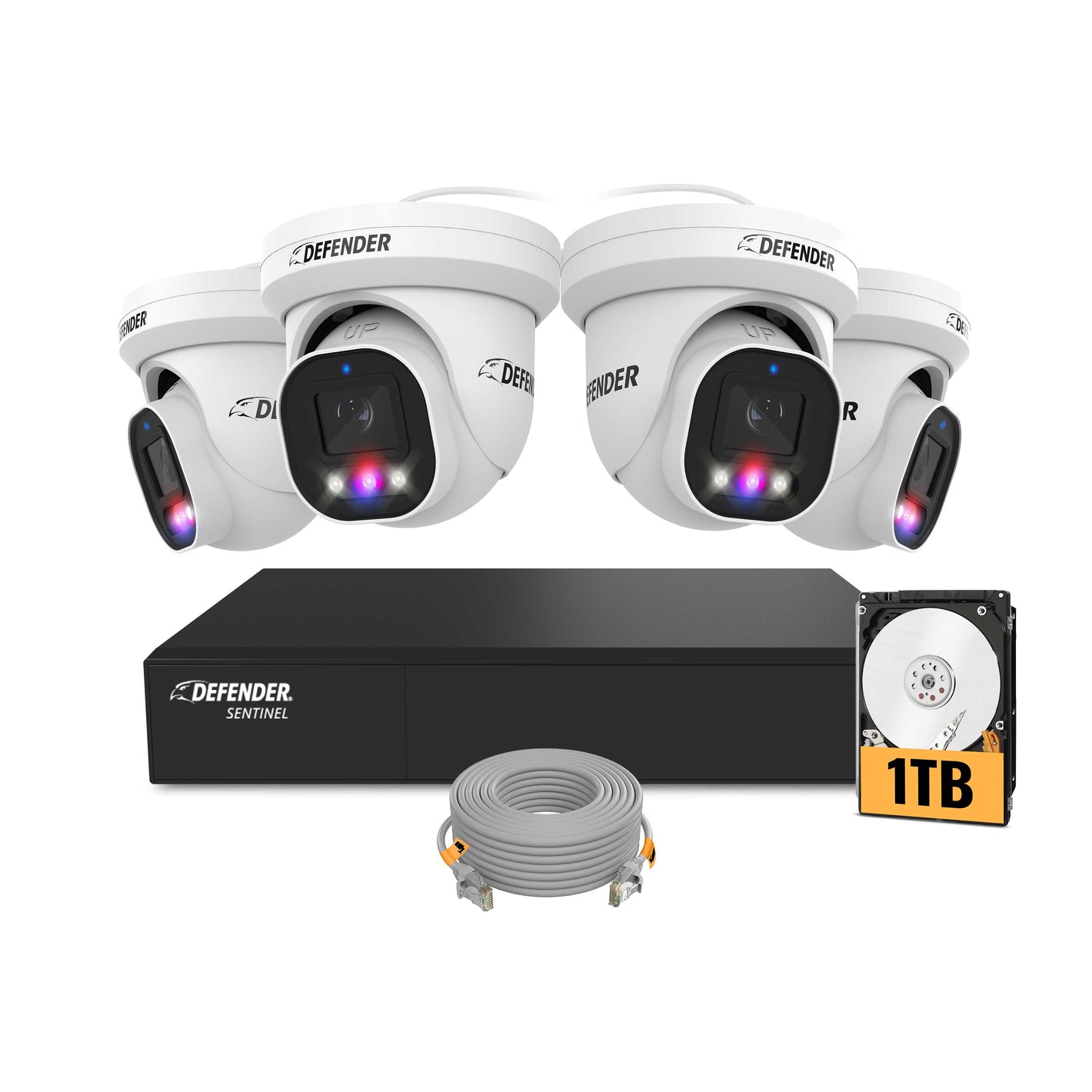 EXCLUSIVE BUNDLE: AI POWERED Sentinel Pro Turret 4K Wired 8CH NVR PoE System, 4 Metal Cameras & 1TB