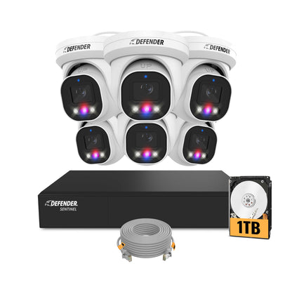 EXCLUSIVE BUNDLE: AI POWERED Sentinel Pro Turret 4K Wired 8CH NVR PoE System, 6 Metal Cameras & 1TB