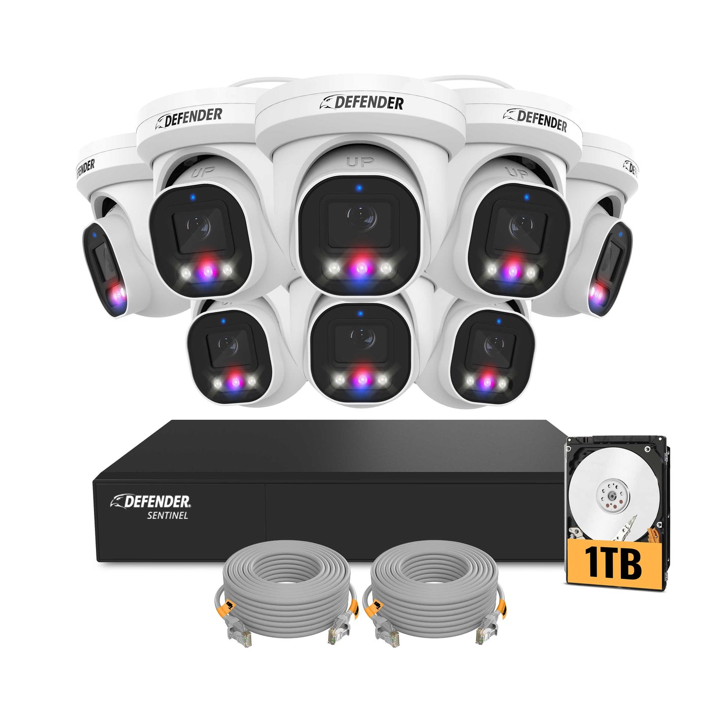 EXCLUSIVE BUNDLE: AI POWERED Sentinel Pro Turret 4K Wired 8CH NVR PoE System, 8 Metal Cameras & 1TB