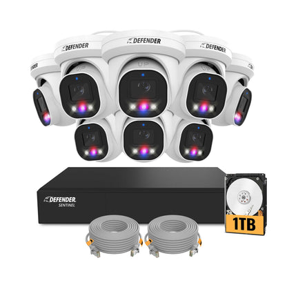 EXCLUSIVE BUNDLE: AI POWERED Sentinel Pro Turret 4K Wired 8CH NVR PoE System, 8 Metal Cameras & 1TB