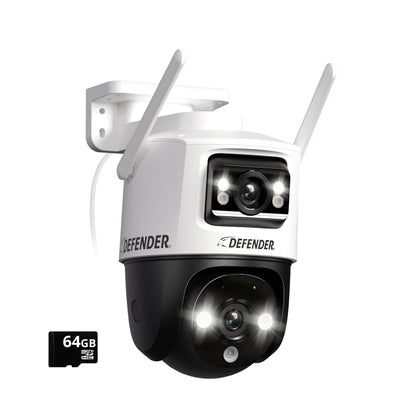 AI POWERED Guard Pro 3K PLUS Dual Lens PTZ Wi-Fi 6 Plug-in Security Camera with 64GB SD Card