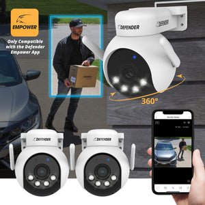 AI POWERED 4K Everwatch PTZ 360° Wi-Fi Plug-in Power Security Camera, 2 Pack