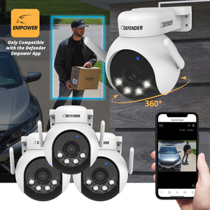 AI POWERED 4K Everwatch PTZ 360° Wi-Fi Plug-in Power Security Camera, 3 Pack
