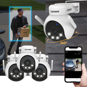 AI POWERED 4K Everwatch PTZ 360° Wi-Fi Plug-in Power Security Camera with 64GB SD Card, 3 Pack