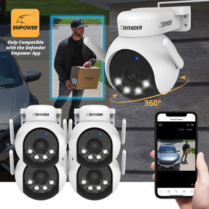 AI POWERED 4K Everwatch PTZ 360° Wi-Fi Plug-in Power Security Camera, 4 Pack