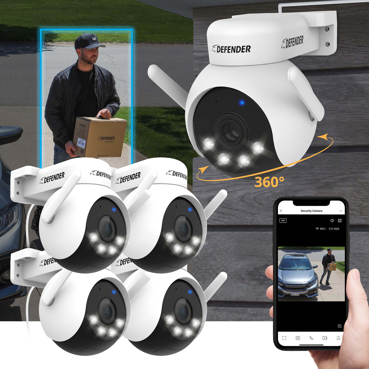 Security Camera 4 AI POWERED 4K Everwatch PTZ 360° Wi-Fi Plug-in Power Security Camera,