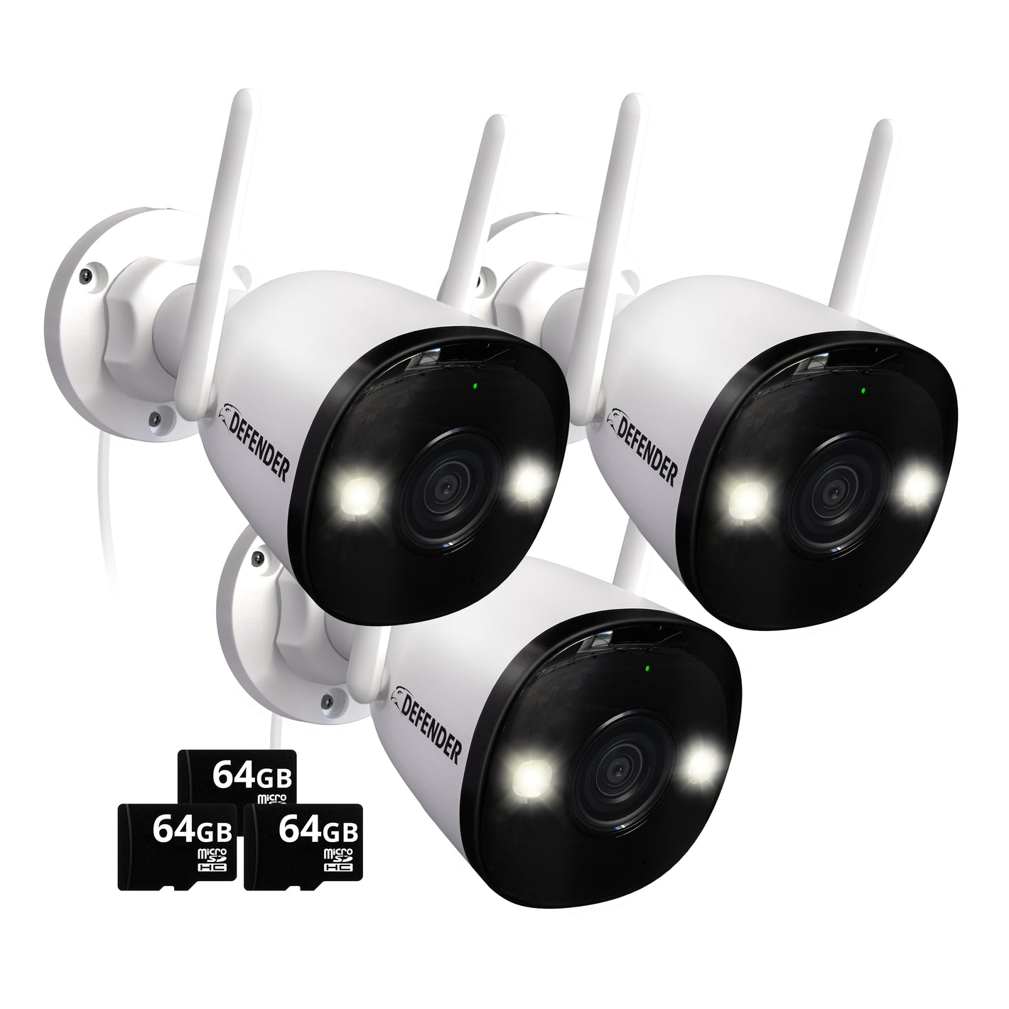 AI POWERED 4K Guard Pro Wi-Fi 6 Plug-in Security Camera with 64GB SD Card, 3 Pack