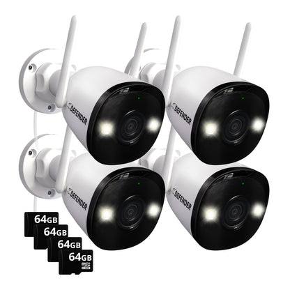 AI POWERED 4K Guard Pro Wi-Fi 6 Plug-in Security Camera with 64GB SD Card, 4 Pack