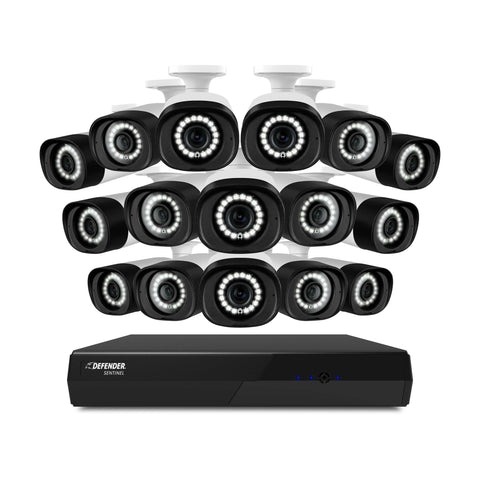 Sentinel 4K Ultra HD Wired PoE NVR Security System with 2TB & 16 Metal Cameras