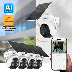 Solar Powered 4K AI EverWatch PTZ Wireless Camera with 3W Solar Panel, 4 pc