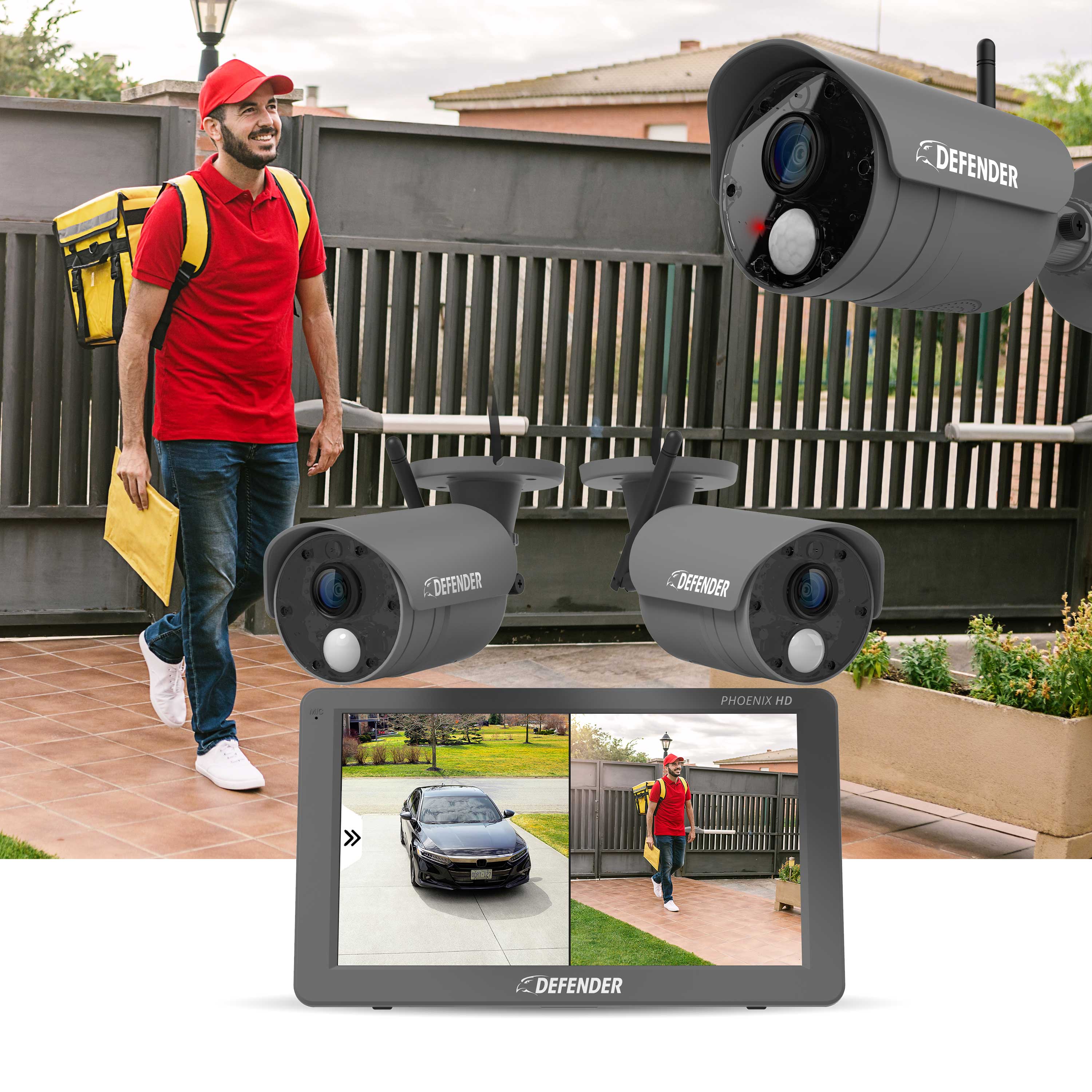 PHOENIXHD Non-WiFi Plug-in Power Security System with 10.1” HD Monitor