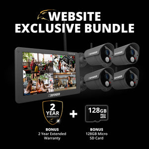 EXCLUSIVE BUNDLE: PHOENIXHD Non-WiFi Plug-in Power Security System with 10.1” HD Monitor & 4 Cameras