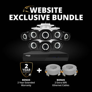 EXCLUSIVE BUNDLE: Sentinel 4K Ultra HD Wired 8 Channel PoE NVR Security System with 8 Metal Cameras