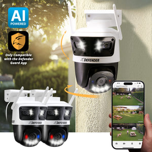 AI POWERED 3K+ Guard WIFI Tri-Lens PTZ Security Camera, 2 pc