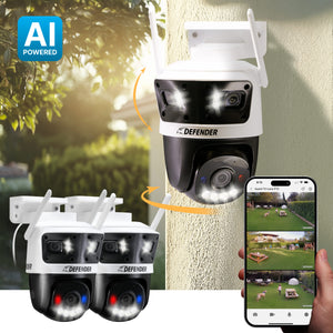 AI POWERED 3K+ Guard WIFI Tri-Lens PTZ Security Camera, 2 pc