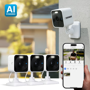 Defender GO 2K AI POWERED Plug-in Power Indoor/Outdoor Home, Business, Baby & Pet  Camera, 3 Pack