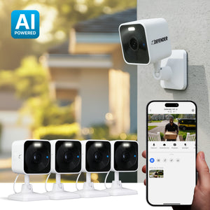 Defender GO 2K AI POWERED Plug-in Power Indoor/Outdoor Home Security, Baby & Pet Camera, 4 Pack