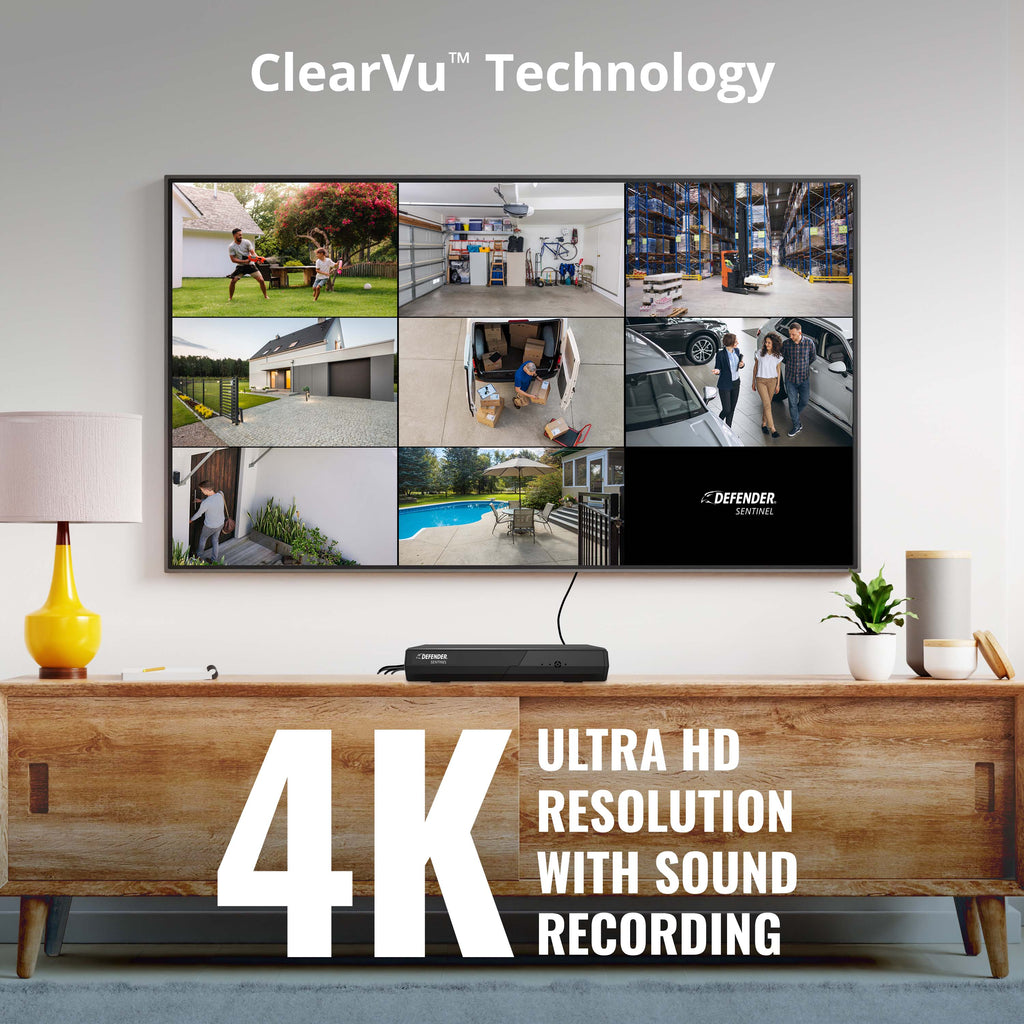 EXCLUSIVE BUNDLE: Sentinel 4K Ultra HD Wired 8 Channel PoE NVR Security System with 8 Metal Cameras