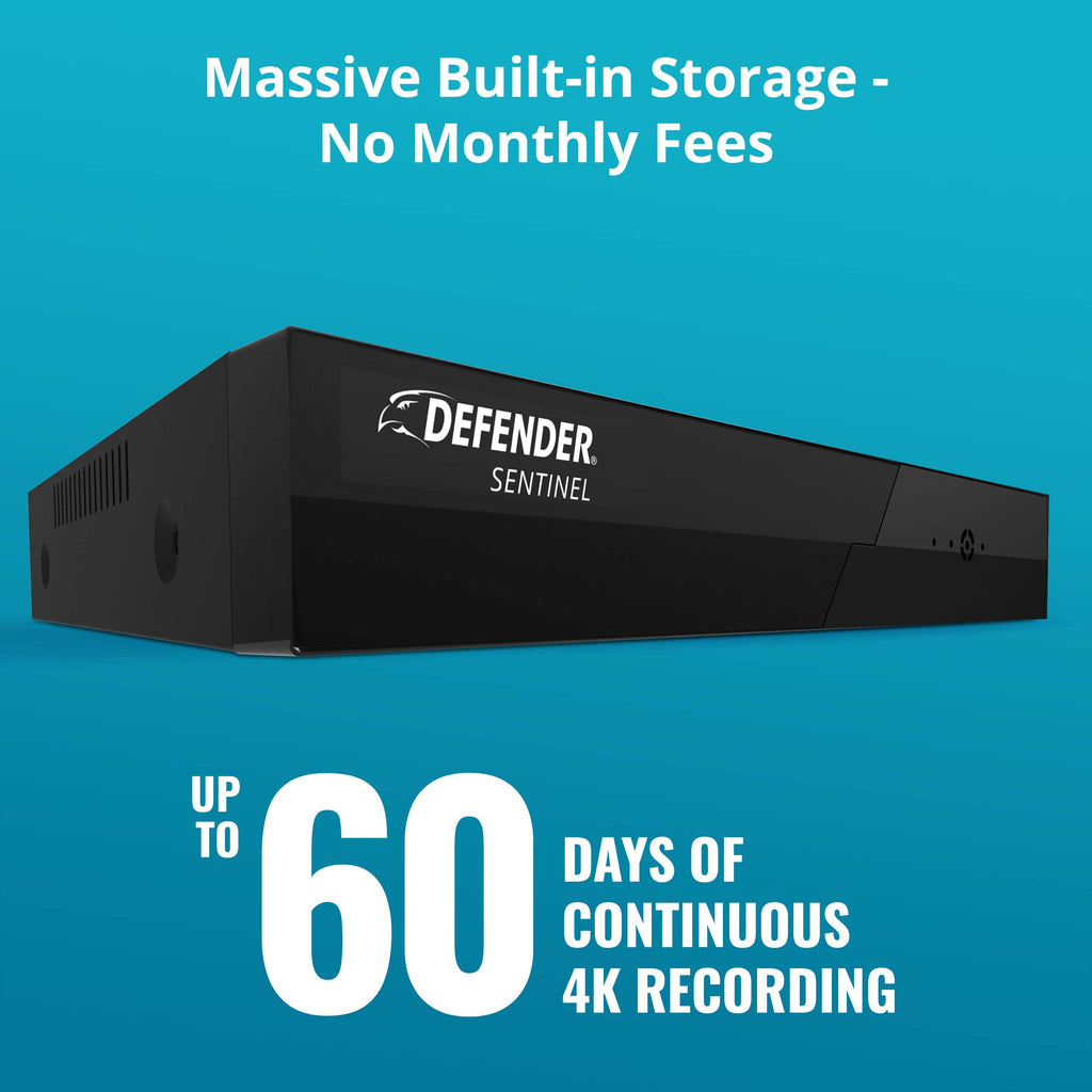 Sentinel 4K Ultra HD Wired PoE NVR Security System with 12TB 16 Metal Cameras