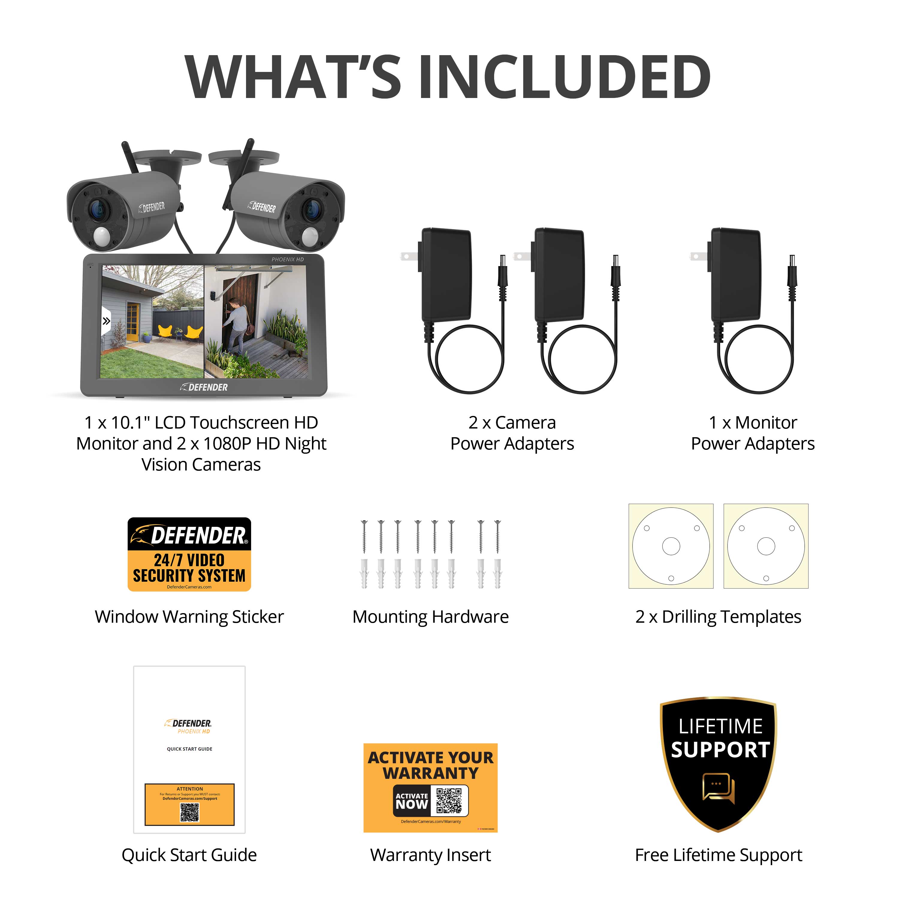PHOENIXHD Non-WiFi Plug-in Power Security System with 10.1” HD Monitor