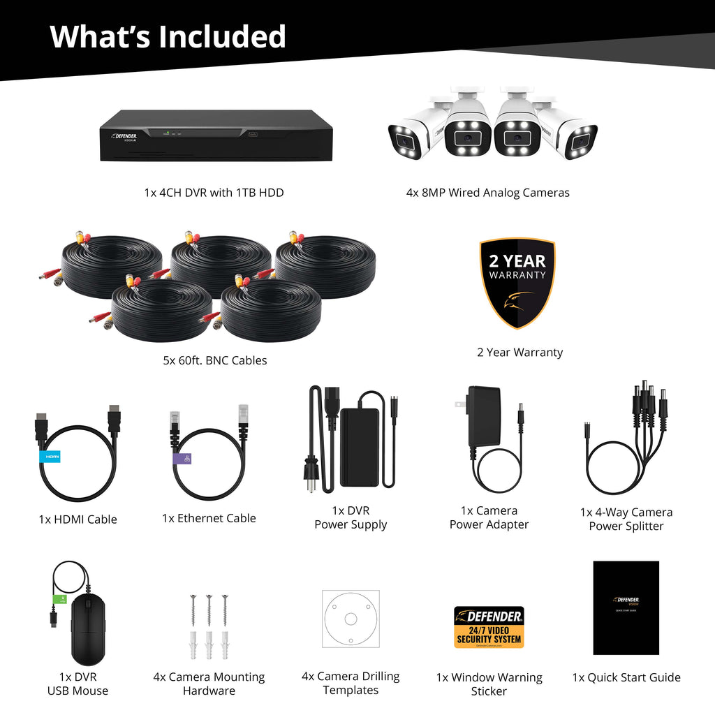 EXCLUSIVE BUNDLE: 4K Vision AI Ultra HD Wired DVR System with 4 Cameras
