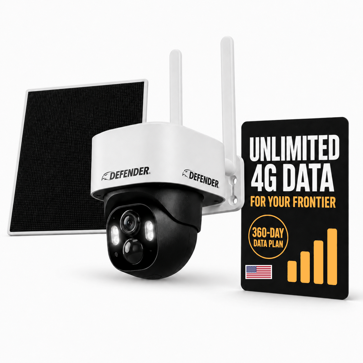 Defender Frontier camera with 360-day US unlimited 4G data plan