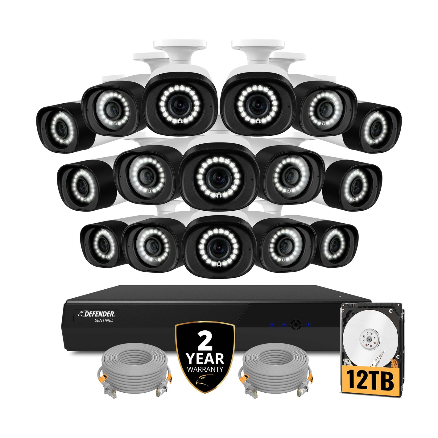 EXCLUSIVE BUNDLE: Sentinel 4K UHD Wired 16 Channel PoE NVR Security System, 16 Cameras & 12TB HDD