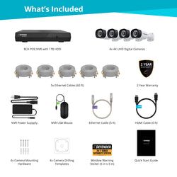 EXCLUSIVE BUNDLE: Sentinel 4K Ultra HD Wired 8 Channel POE NVR Security System with 4 Cameras