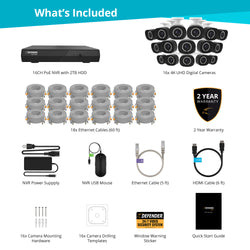 EXCLUSIVE BUNDLE: Sentinel 4K Ultra HD Wired 16 Channel PoE NVR Security System with 16 Cameras