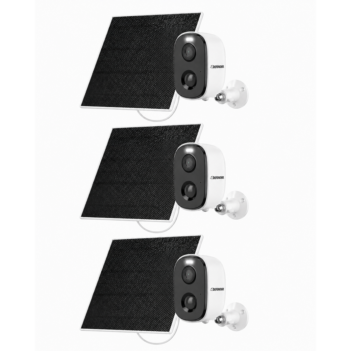 Defender AI GO 24/7 Recording 2.5K Wireless Camera with Solar Panel, 3 Pack
