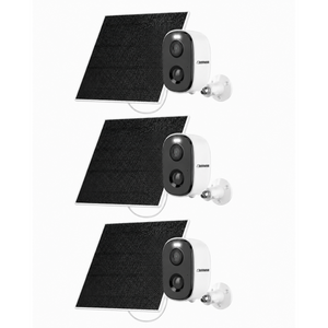 Defender AI GO 24/7 Recording 2.5K Wireless Camera with Solar Panel, 3 Pack