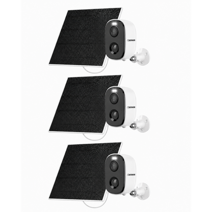 Defender AI GO 24/7 Recording 2.5K Wireless Camera with Solar Panel, 3 Pack