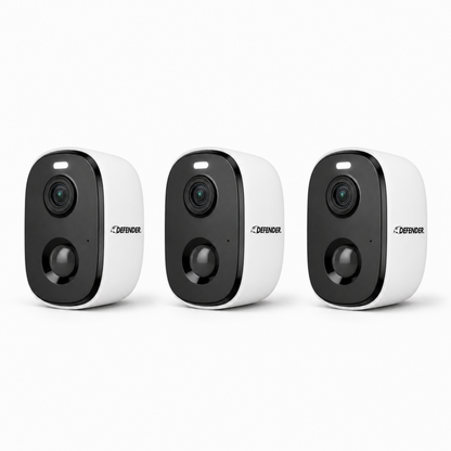 Defender AI GO 24/7 Recording 2.5K Wireless Camera, 3 Pack