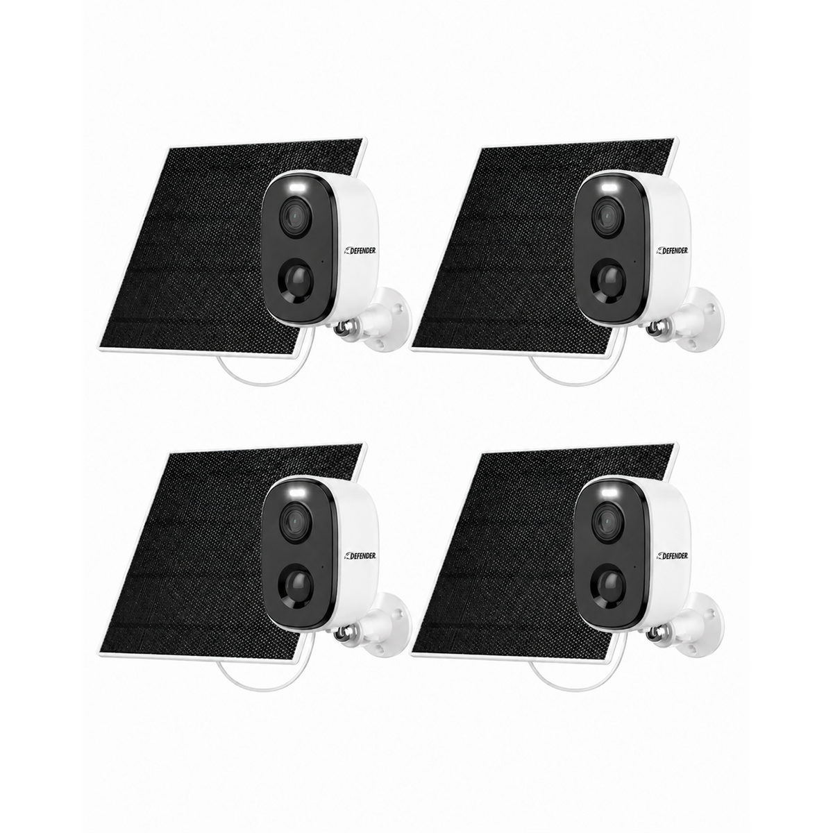 Defender AI GO 24/7 Recording 2.5K Wireless Camera with Solar Panel, 4 Pack