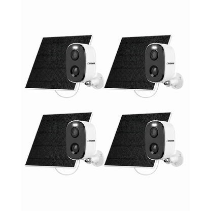 Defender AI GO 24/7 Recording 2.5K Wireless Camera with Solar Panel, 4 Pack
