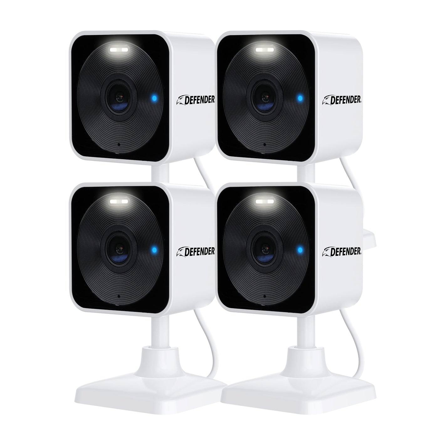Defender GO 2K AI POWERED WiFi Indoor/Outdoor Home, Business, Pet, Baby Security Camera, 4 Pack