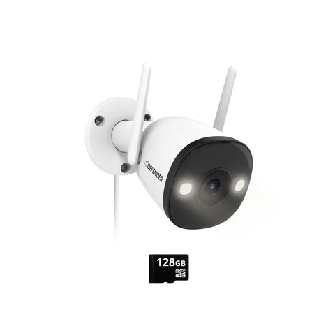 EXCLUSIVE BUNDLE: Guard Pro 2K WiFi. Plug-In  Power Security Camera, 1 128GB SD Card