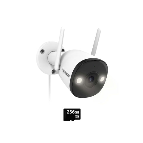 EXCLUSIVE BUNDLE: Guard Pro 2K WiFi. Plug-In Power Security Camera . 1 256GB SD Card