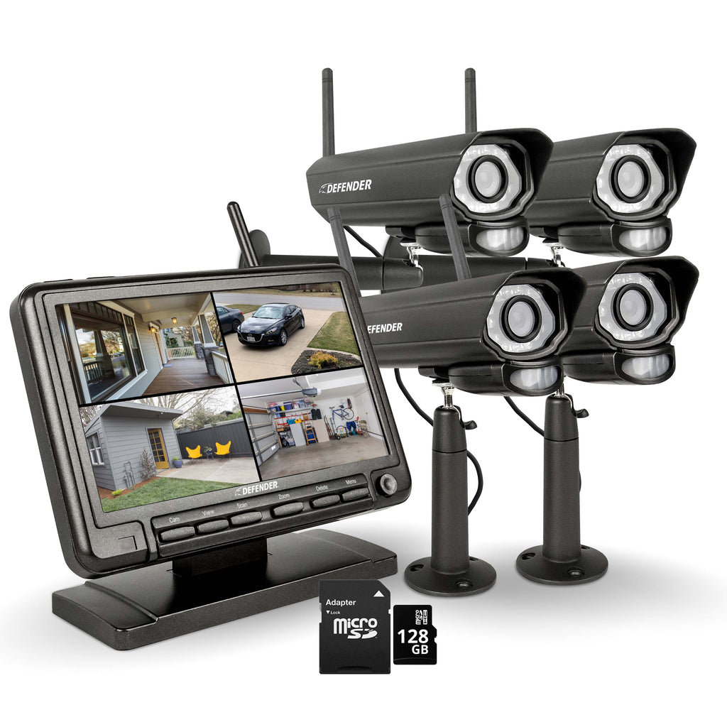 EXCLUSIVE BUNDLE: PhoenixM2 Non-WiFi. Plug-In Power Security System with 4 Metal Cameras
