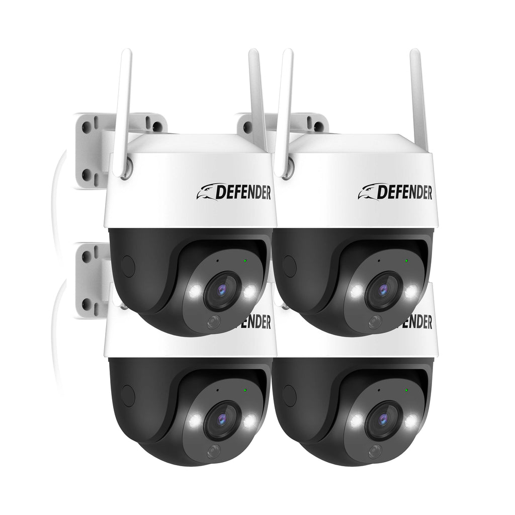 Guard Pro PTZ 2K QHD 360 Degree Wi-Fi Outdoor Plug-In Power Security Camera, 4 Pack