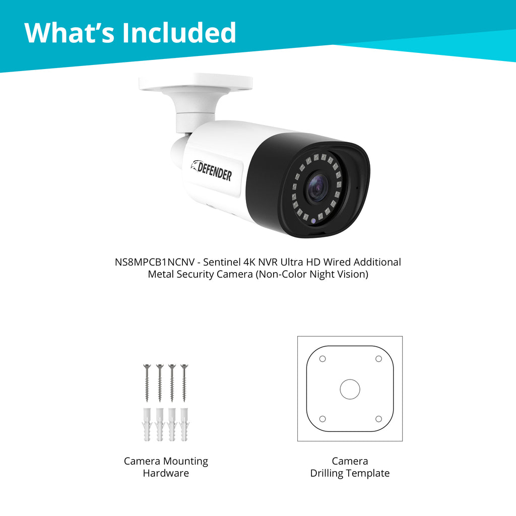 Sentinel 4K NVR Ultra HD Wired Additional Metal Security Camera (Non-Color Night Vision)