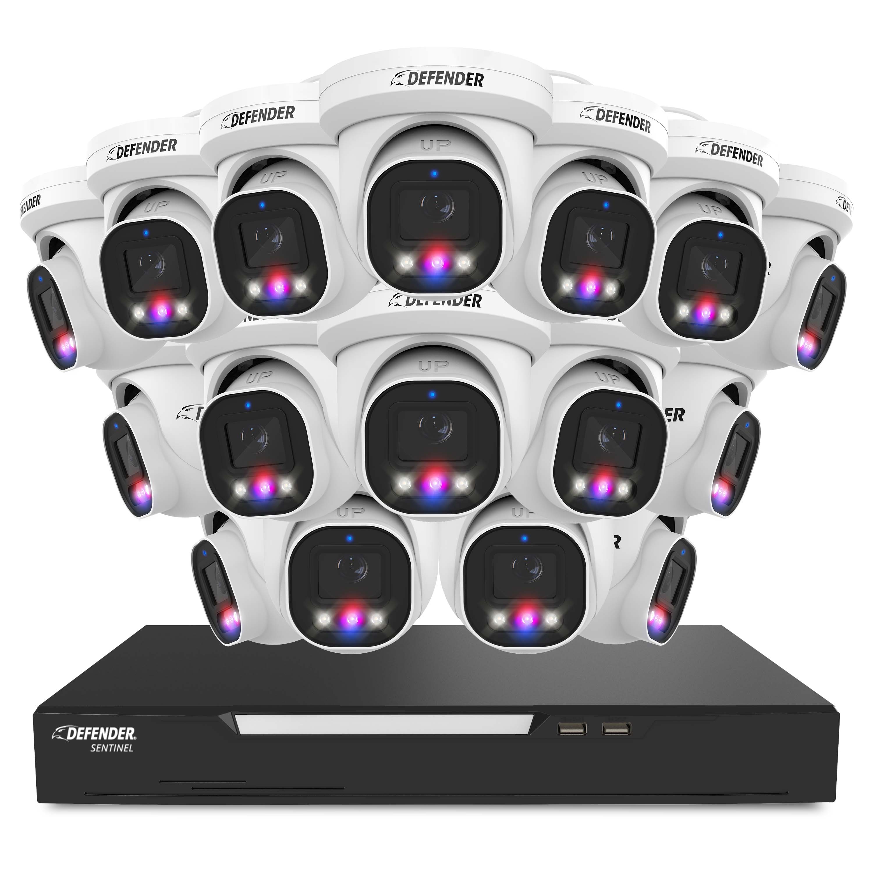 16 Bit Turret AI POWERED Sentinel Turret 4K Wired 16CH NVR PoE Security System, 16 M